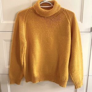 Bright Yellow long sleeved acrylic turtle neck sweater Size Medium
